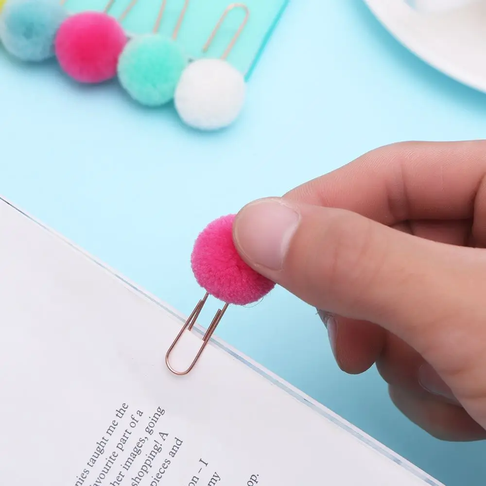 6pcs/set Cute Hairball Rose gold Modelling Paper clip Office Stationery Set New School and Office Supplies