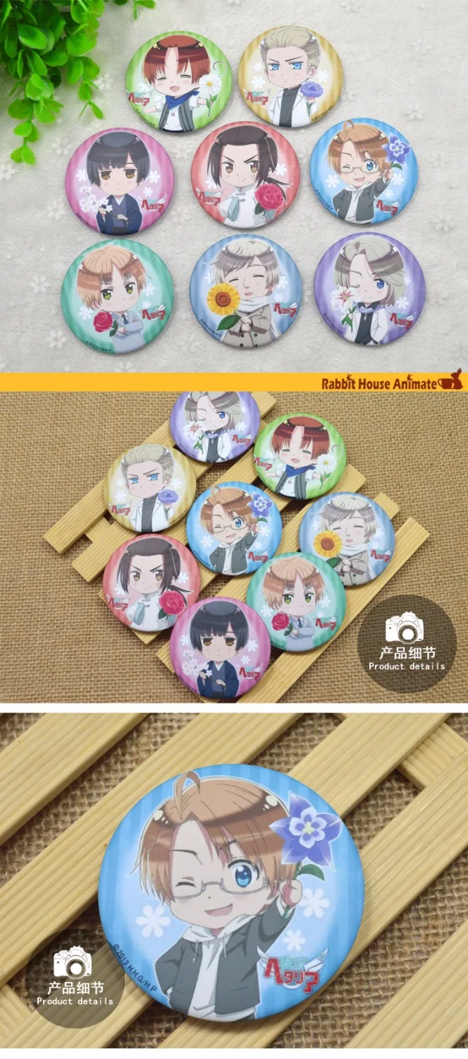 8pcs Set 58mm Anime Axis Powers Hetalia National Flower Russia Italy Us United Kingdom Badge Brooch Anime Very Cute Badge Cute Badges Badge Broochbrooch Anime Aliexpress