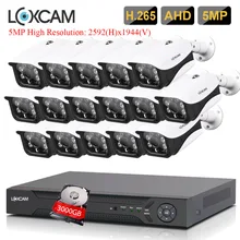 LOXCAM H.265+ 5MP Ultra HD 16CH 5MP камера безопасности Система IP66 уличная Водонепроницаемая камера ночного видения комплект 4T