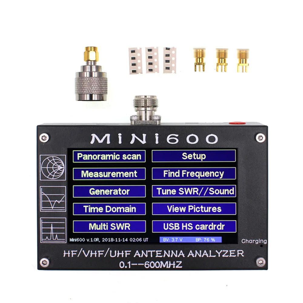 MINI600 5 V/1.5A HF VHF UHF антенна анализатор 0,1-600 MHZ счетчик частоты КСВ метр 0,1-1999 с 4," TFT lcd сенсорный экран