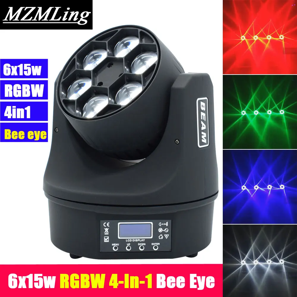 

6x15w RGBW 4In1 LED Mini Bee Eye Beam Light DMX512 Moving Head Light DJ /Bar /Party /Show /Stage Light LED Stage Machine