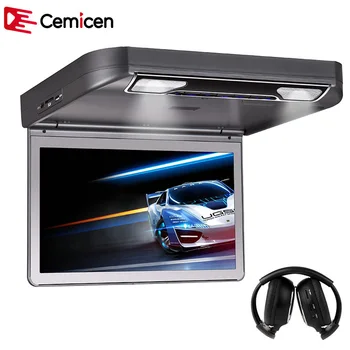 

Cemicen 13.3 Inch HD 1080P Video TFT Wide Screen Car Flip Down Roof Mounted DVD Media Monitor USD/SD Game IR/FM Speaker HDMI MP5