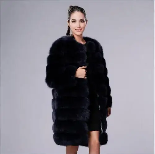 FURTALK шуба из натурального меха пальто женское кардиган куртка женская шуба лиса мех мод песец мховые шубы отстегивающая шубы меха лисы - Цвет: Navy Blue
