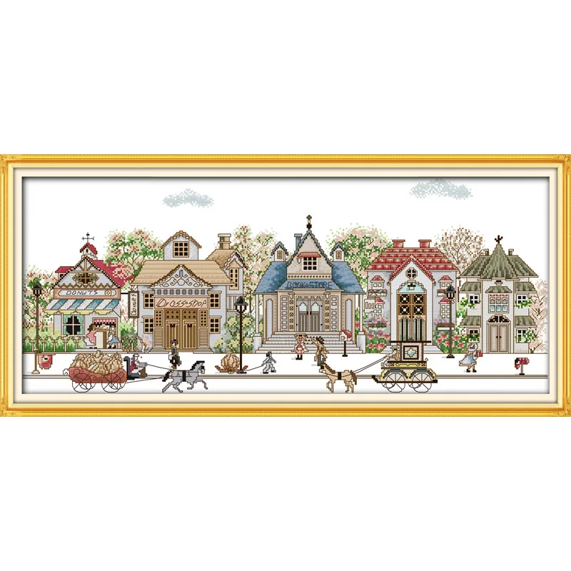 

Everlasting love Street view (5) Chinese cross stitch kits Ecological cotton stamped 11CT DIY gift new year decorations for home
