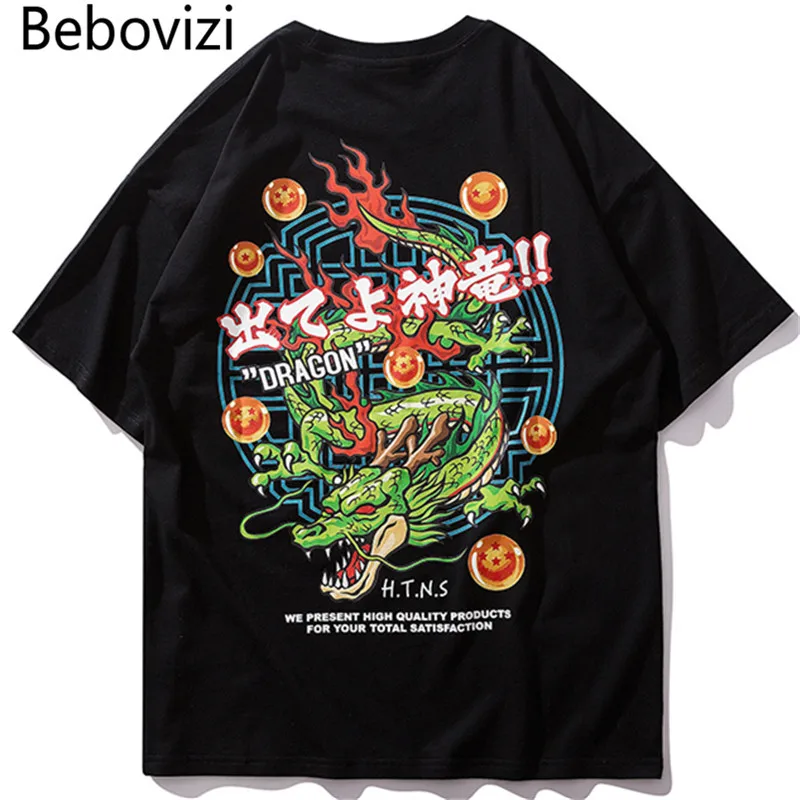 

Bebovizi Men Japan Anime Dragon T Shirt Streetwear Harajuku Hip Hop T-Shirt 2019 Summer Cotton Short Sleeve Tops & Tees