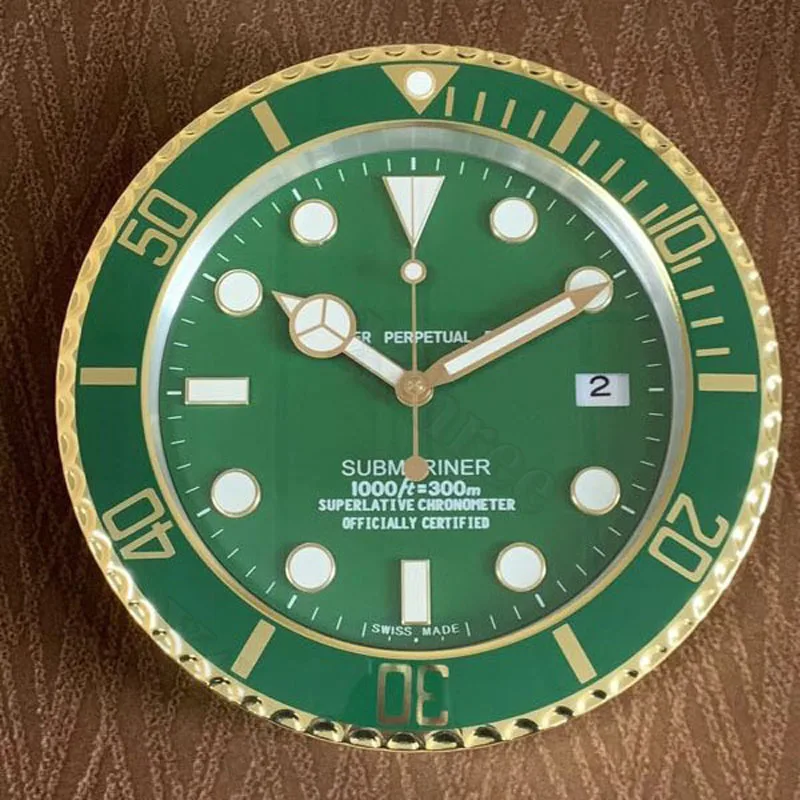 gold green Роскошные Металлические настенные часы домашний декор настенные часы современный дизайн дизайнерские часы настенные часы с соответствующие логотипы - Цвет: gold green