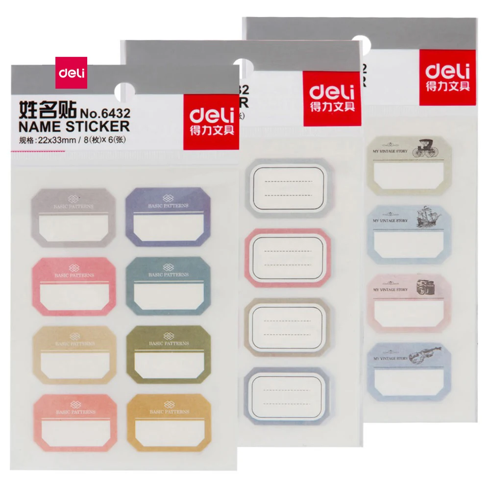 

Deli 3 Packs Name Sticker Sticky Notes Self-adhesive White Writable Stickers Blank Paper Label School Stationery Office School