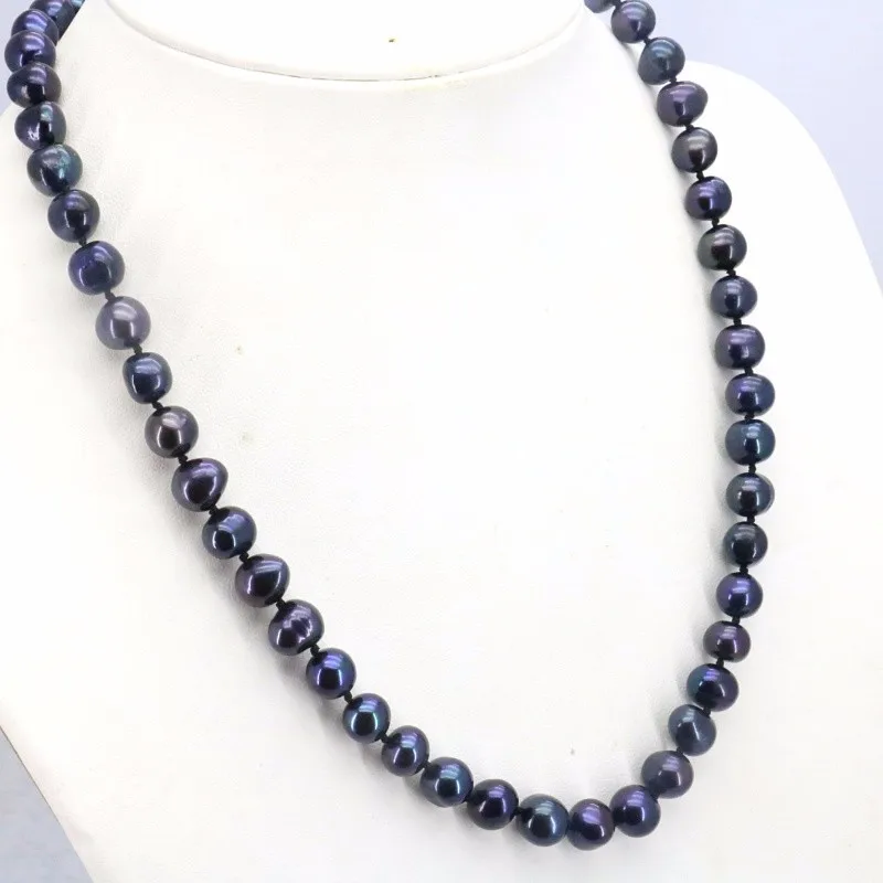 

Jxryxrth'' 2019 New Arrival New Black pearl necklace 8-9mm 18 inches DIY hot sale suitable women jewelry necklace gift AA5502