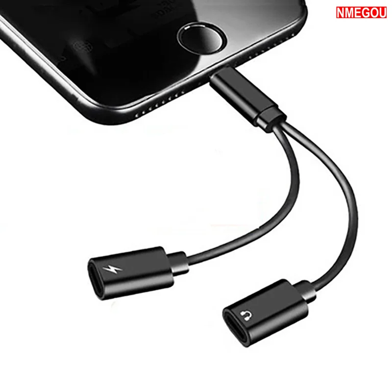 

2 In 1 Phone Charging Aux Usb Cable for Iphone XS Max XR X 7 8 Plus Dual USB Headphone Charging & Music Adapter Splitter Cable