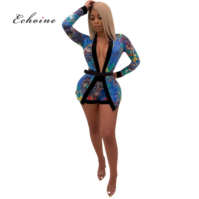 

Echoine Women 2 Pcs Set Fashion Print Long Sleeve Cardigan Coat Without Tops Casual Cover Ups Mini Sexy Shorts Tracksuits Outfit