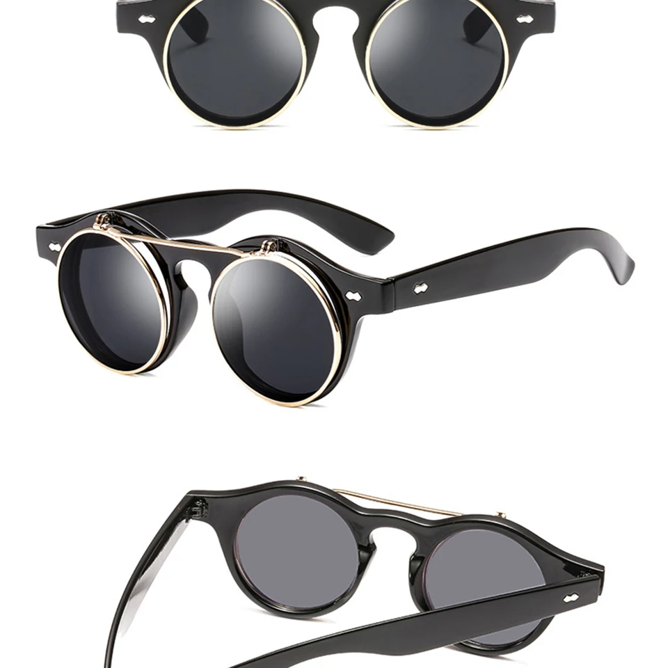 Модные Ретро стимпанк Солнцезащитные очки женские круглые очки ...