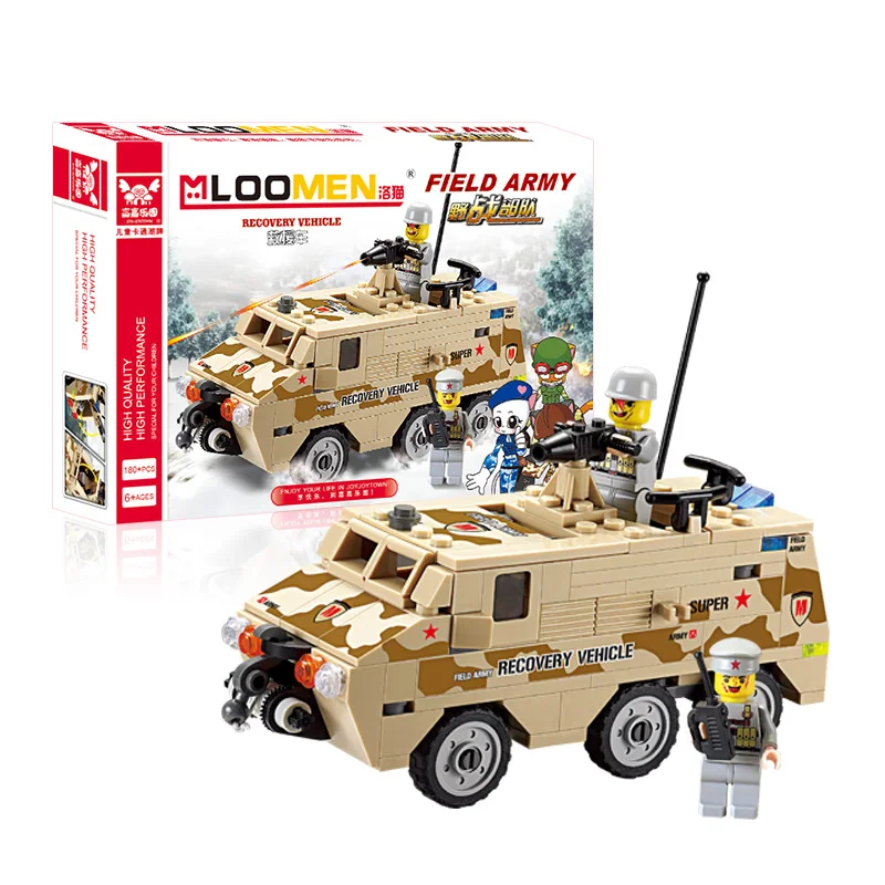 

180pcs/set DIY Building Blocks Toy Field Army rescue vehicle Action Figure Deformation Toys Children Educational Christmas gift