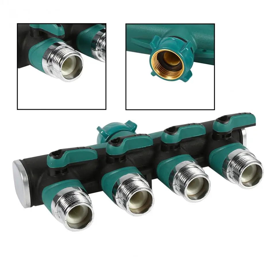 

3/4" 4-Way Water Tap Converter Connector Splitter Hose Pipe Adapter Pipe Fitting Garden Irrigation Watering
