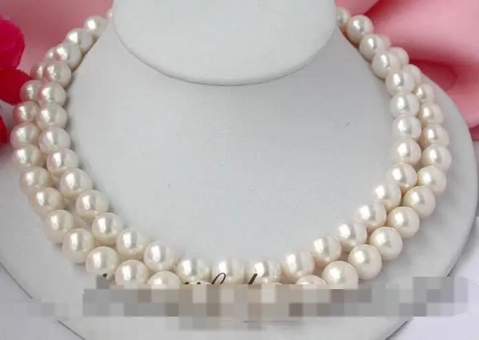 

3884 2row white round freshwater pearl necklac mabe