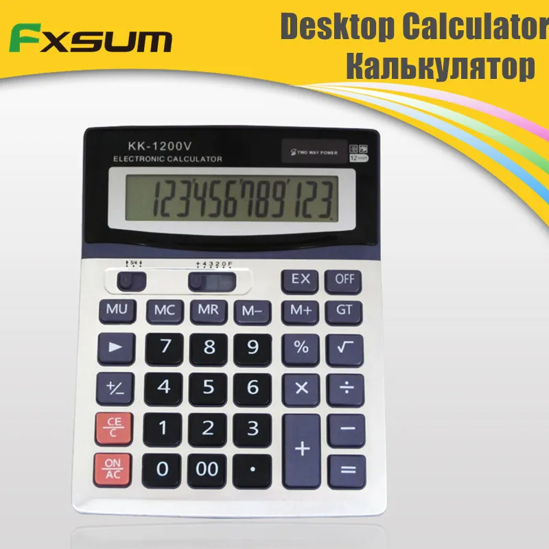 2018 الكلاسيكية الشمسية حاسبة التجارية المالية أداة السلطة المزدوجة 12 أرقام شاشة كبيرة الإلكترونية مكتب سطح المكتب Calculadora
