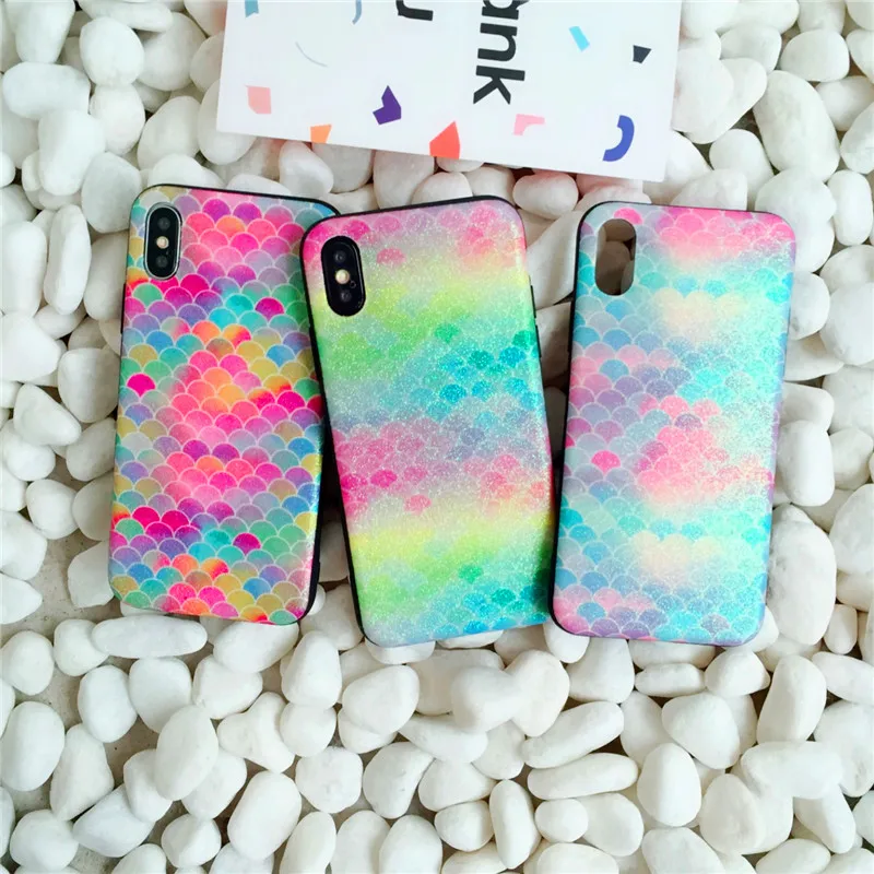 

Fashion iridescence Dragon scales Phone case For iPhone XR XS Max 6 6S 7 8 Plus colorful Ultrathin Soft TPU Case
