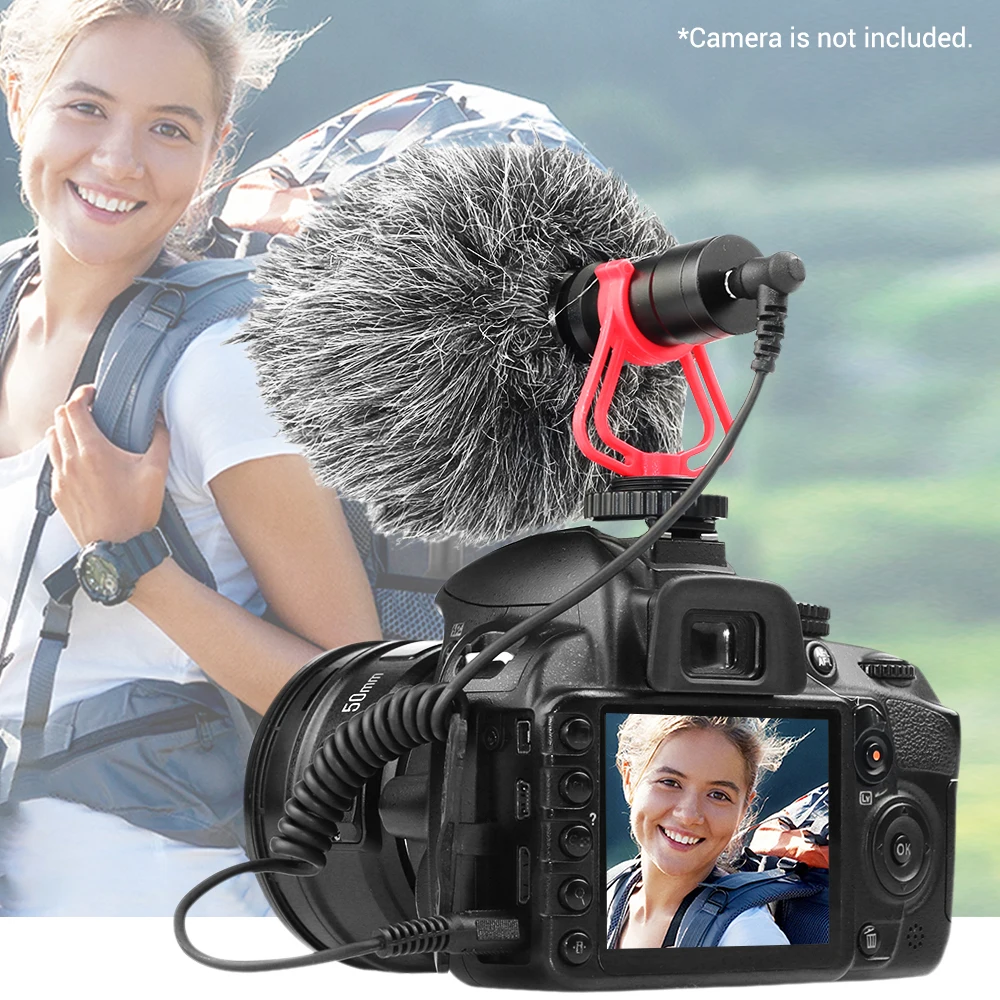 Кардиоидная направленность видео конденсаторный микрофон 3,5 мм штекер с анти-ударным креплением для Canon Nikon sony DSLR ILDC смартфонов