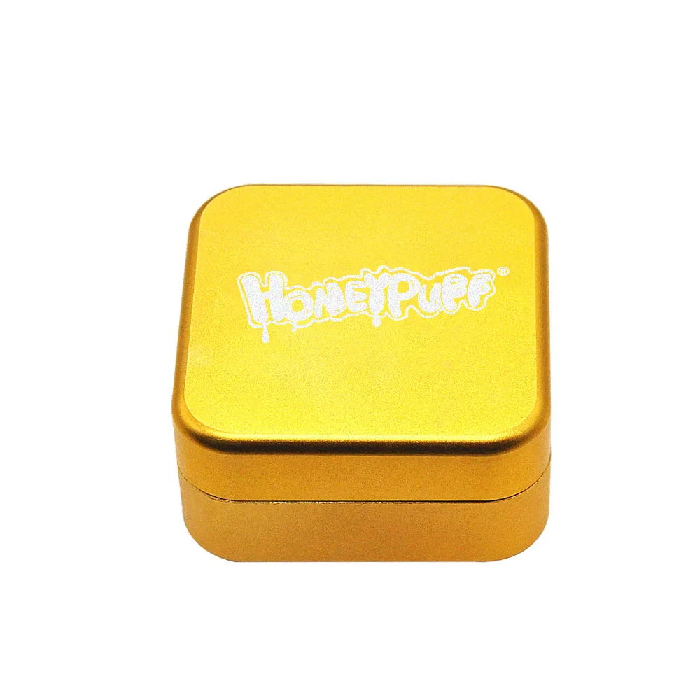 HONEYPUFF алюминий 45 мм 2 слоя квадратной формы травы шлифовальные станки специй измельчитель табака Рукоятка аксессуары для курения - Цвет: Gold-HoneyPuff