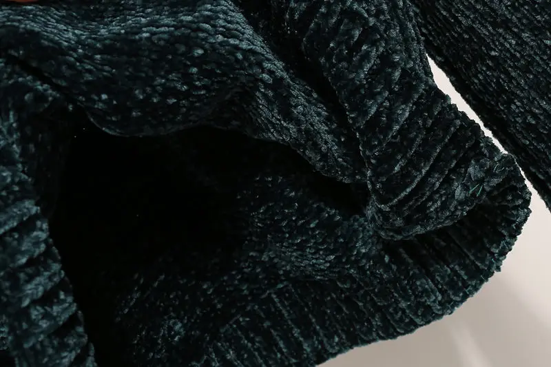 Ретро Модный осенне-зимний свитер из синели Женский пуловер с О-образным вырезом и длинным рукавом женский корейский Свободный полый вязаный Топ mujer