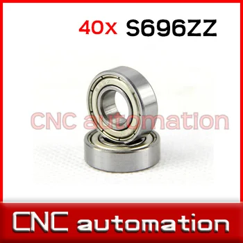 

40pcs 696 S696ZZ S696-2Z 6*15*5mm Miniature stainless steel deep groove Radial shaft ball bearing