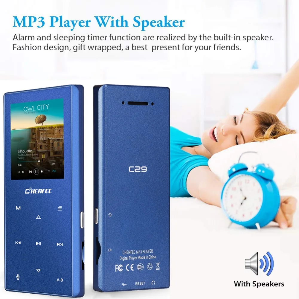 Bluetooth 4,2 MP3-плеер с динамиком, металлическая Спортивная портативная сенсорная кнопка hifi музыкальный проигрыватель с функцией записи fm-радио, sd-карта до 128 г