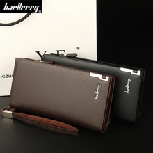 Baellerry D’affaires Hommes Portefeuilles Nouveau 2017 Solide PU Cuir Long Portefeuille Portable Trésorerie Bourses Casual Portefeuilles Mâle Embrayage Sac