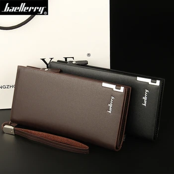 Baellerry Business Men Wallets New 2017 Solid PU Leather Long Wallet Portable Cash Purses Casual Wallets Male Clutch Bag