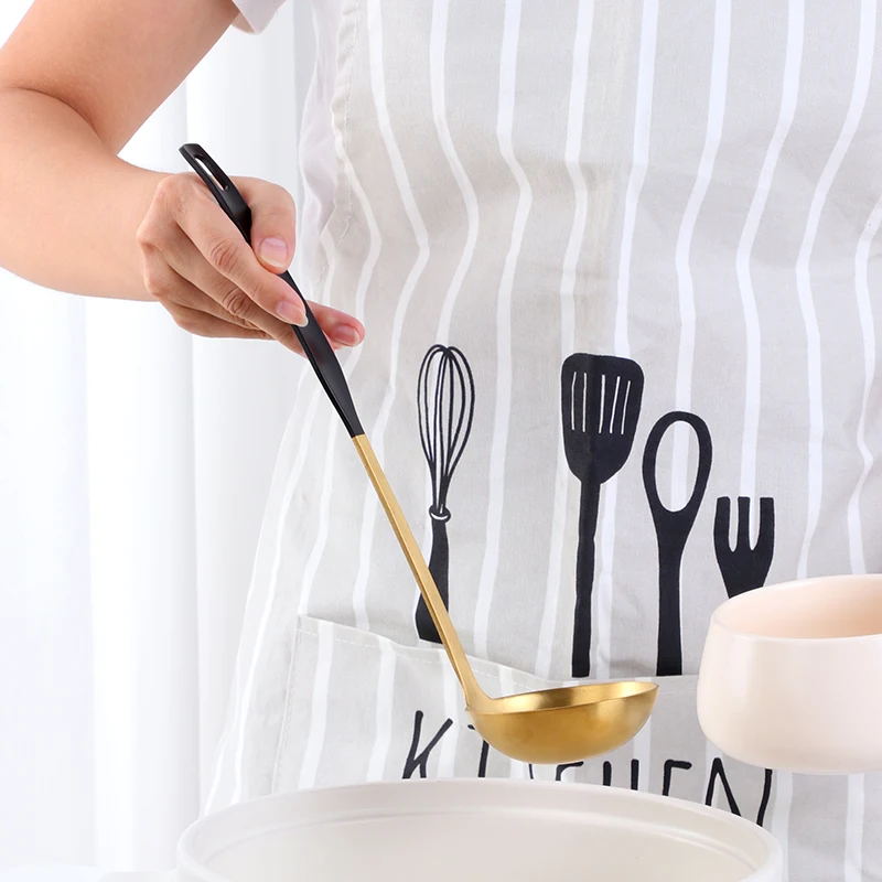 2 Pcs/Set Stainless Steel Soup Ladle Spoon Colander Set High Quality Soup Spoons Long Handle Rose Gold Spoons Set Kitchen Tools - Image 5