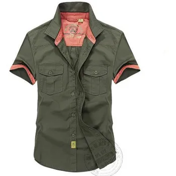 

2019 Men Outdoor Large size S-5XL Tops Short sleeve Breathable summer 100% Cotton Sports Camping Climbing Tactics Army shirts