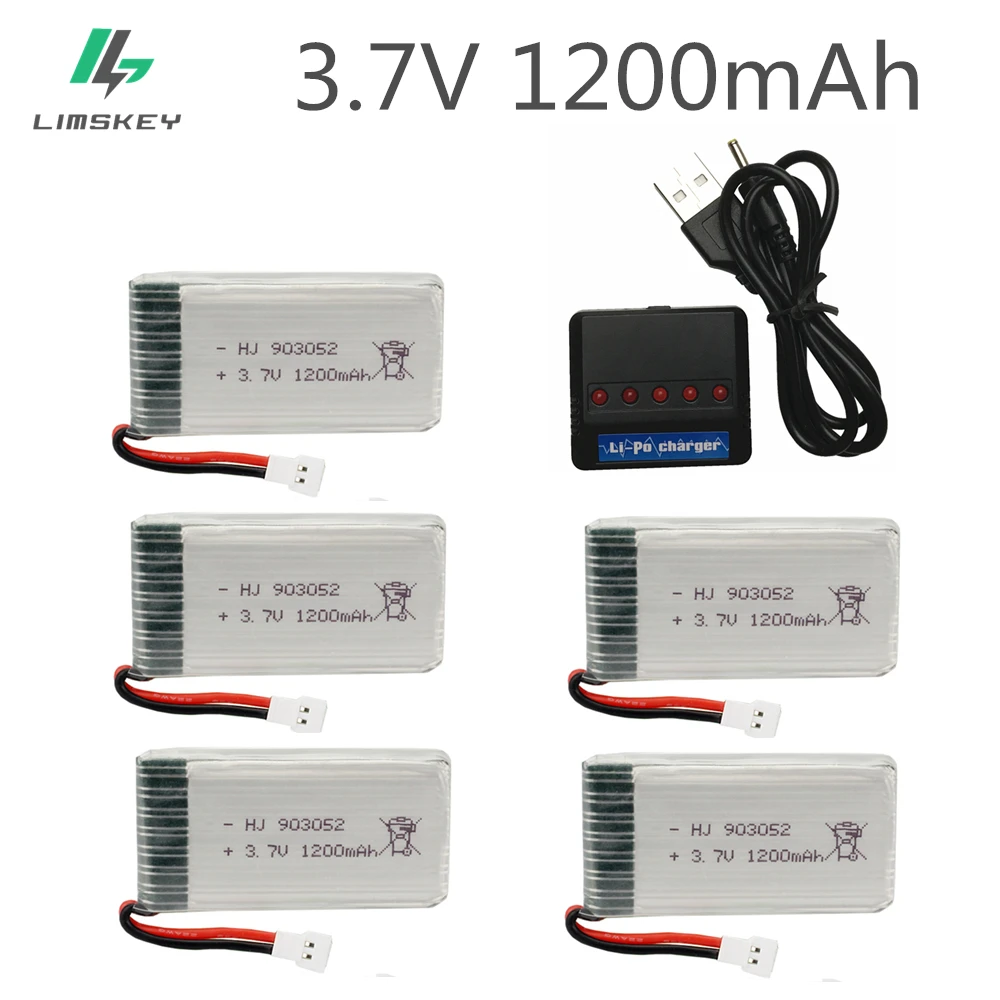 

3.7V 1200mAh LiPo Battery for SYMA X5HW X5HC X5UW X5 X5SW X5SC With 5in1 Charger RC Quodcopter Spare Battery Parts Lipo 1200mAh