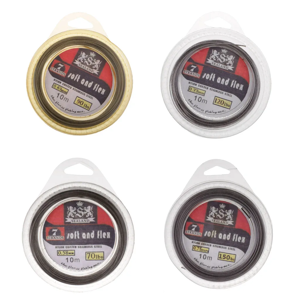 10m Durable Bite-Proof Stainless Steel Coating Fishing Wire Leader Jigging Line Trace 70/90/120/150LB Fishing Lures Leader