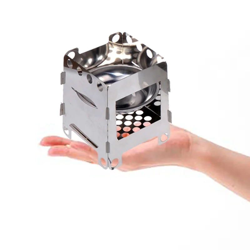 

Mulctifunctional Folding Stove Alcohol Ultralight Picnic Tray Stainless Steel Pocket Camping Hiking Outdoor Stove with