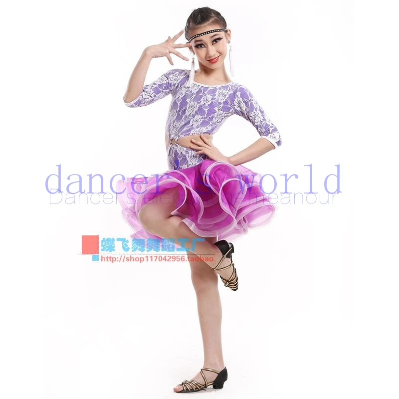 

New Adult girls Latin dance costumes senior lace long sleeves latin dance dress for women/child latin dance dresses S-4XL LD156