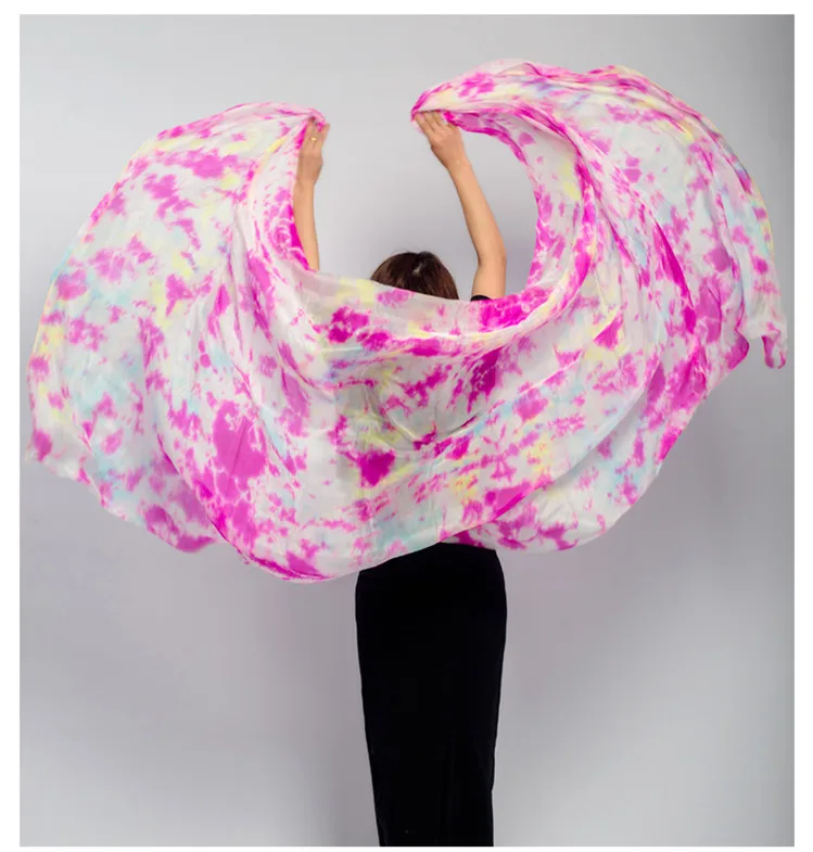 Профессиональная ручная работа галстук-краска танец живота шелк вуаль(5,0 мм) Многоцветный 250 см 270 см