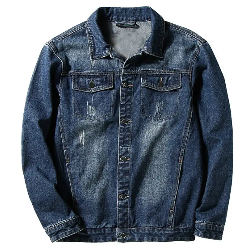 

Fashion 2019 New Europe and America mens denim jackets men's Distressed hole cowboy jackets male jean coats Plus size S-7XL