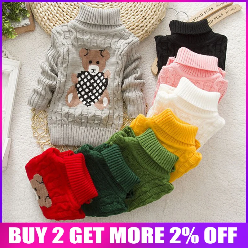 

BibiCola baby girls sweater autumn/winter wear warm cartoon sweatershirt children pullovers outerwear newborn turtleneck clothes