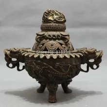 Bi001045 Китайский Бронзовый Миф Голова Дракона Статуя Тибет Буддизм Ладан курильница