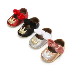 Милая новорожденная девочка младенческой детские бантом Повседневное первых шагов обувь для малышей принцессы обувь