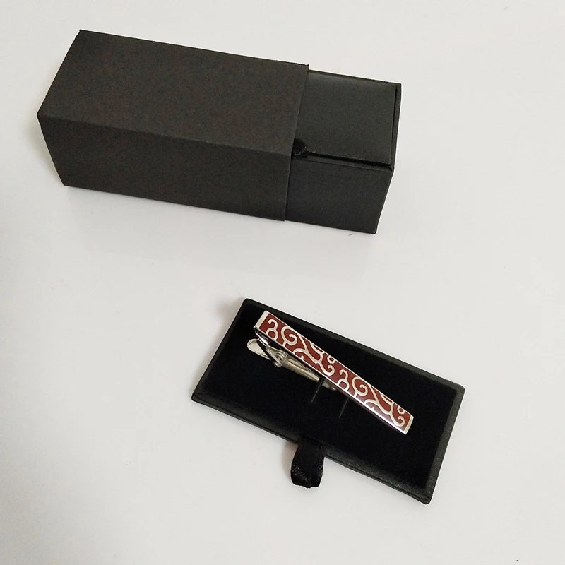 CHUKUI Men's Tie Bar Black Mini Tie Clip Box Tie Pins Gift Box Velvet Show Cases  (5)