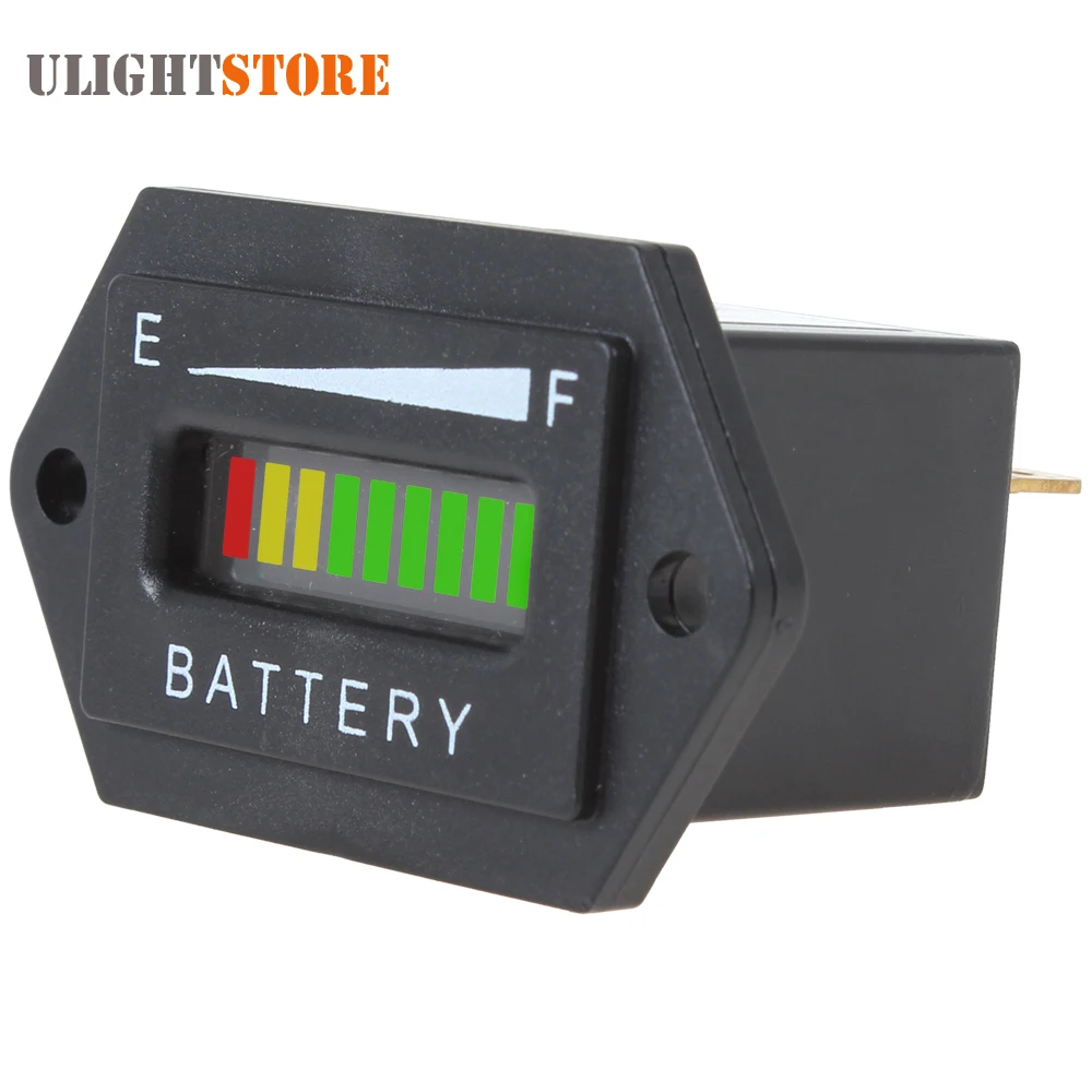 

12/24V 36V 48V Rectangle Three-color LED Battery Indicator Charge Status Meter Gauge Auto Battery Capacity Tester