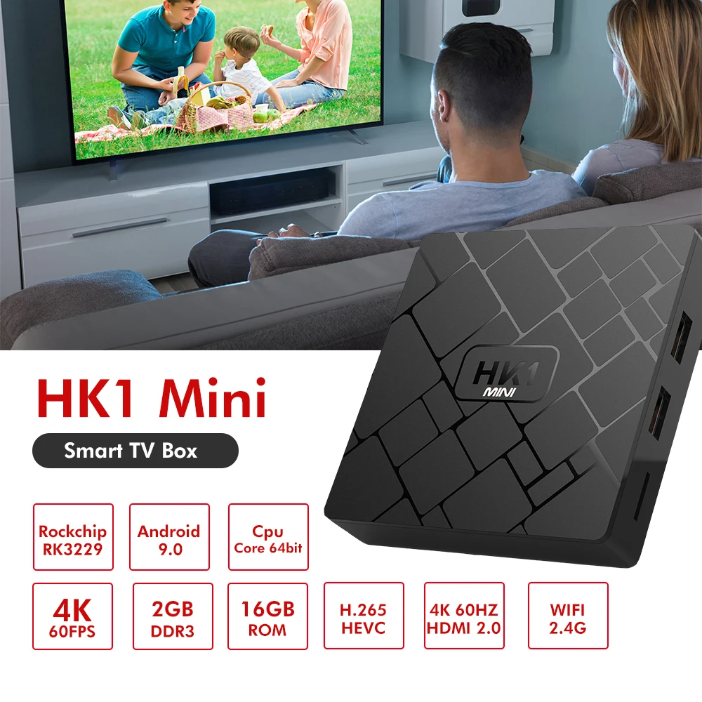 Умная ТВ приставка HK1mini Android 9 0 четырехъядерный процессор RK3229 Wi Fi 2 4G 4K HD HK1 мини