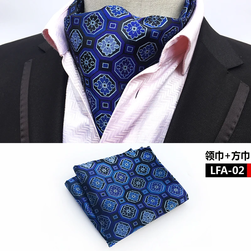 head scarves for men 2 Pcs/Set Luxury Men Formal Scarf Set Unique Paisley Floral Scarves with Handkerchief mens striped scarf