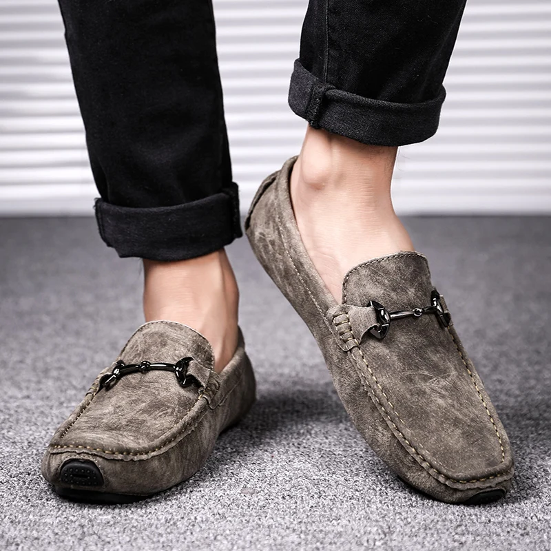 

2019 Fashion trendy men's shoes Genuine Leather Summer Comfortable light Loafers Non-slip Wear resistant Men's casual shoes