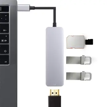 

Aluminum 5-in-1 Type-C to 4K HD USB3.0x2 HUB TF Card Reader Converter Cable to HDMI VGA USB TF SD card with 3.5 AUX audio