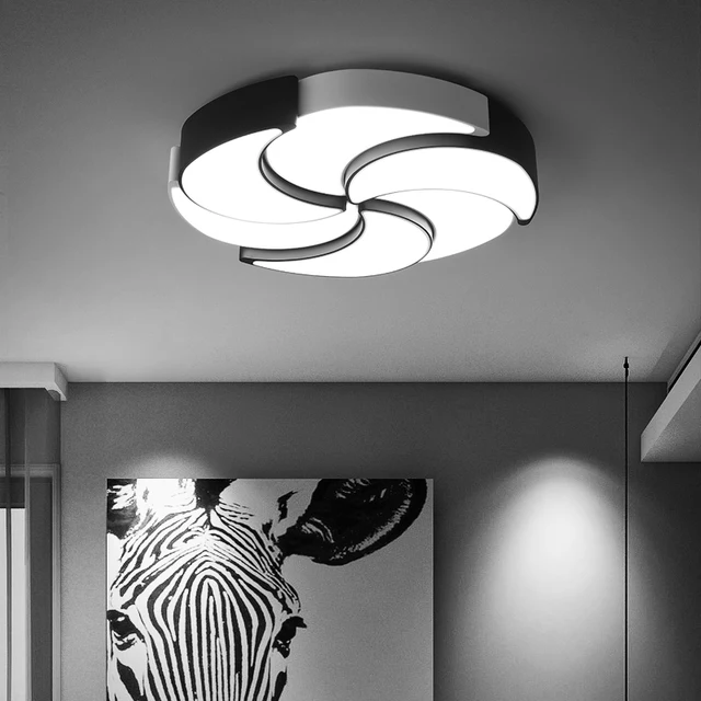 Black and white Led ceiling lamps round bedroom lamp simple modern