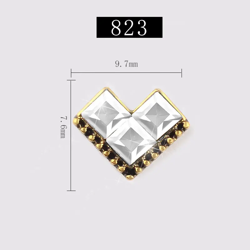 24 дизайна, 10 шт., Ретро стиль, металлический сплав, стразы для дизайна ногтей, 3D Советы, сделай сам, Ювелирное Украшение, сплав, бриллиант, кристалл, ногти, аксессуары - Цвет: 823