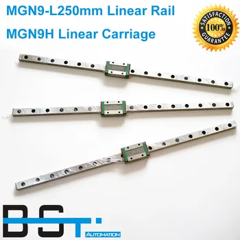 

BSTMOTION Kossel Mini MGN9 9mm miniature linear guide 3pcs MGN9 250mm linear rail way +3pcs MGN9H Long linear carriage