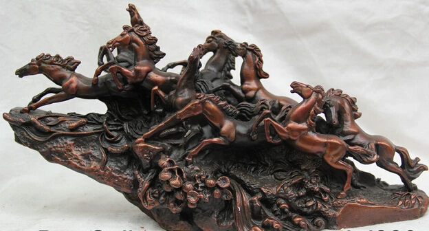 

JP S0524 13 " Chinese Bronze gallop nine Zodiac Year success Tang Horse Statue Feng Shui B0403