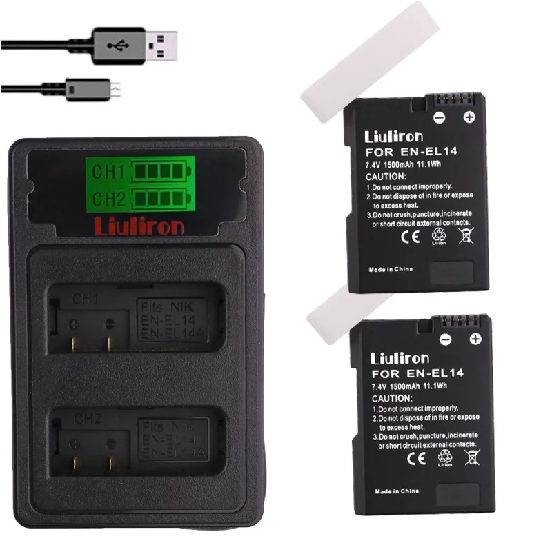 

EN-EL14 EN EL14 EL14A Rechargeable Li-ion Battery + LED USB Dual Charger for Nikon ENEL14 d5300 d5200 d5100 d3100 d3200 P710