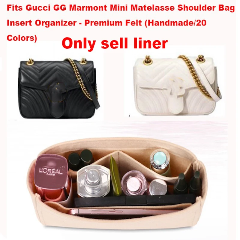 Подходит G-ucci GG Marmont Mini Matelasse сумка на плечо вставка Organizer-3MM Премиум Войлок (ручная работа/20 цветов)